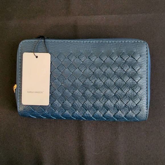Karla Hanson RFID-Blocking Ellen Woven Phone Wallet in Blue - NWT - Picture 2 of 10